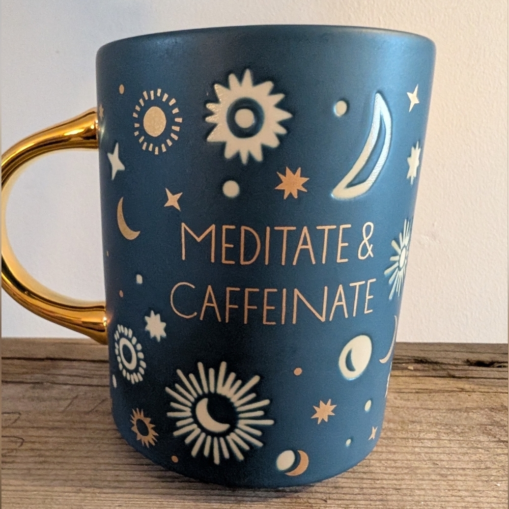 Indigo Midnight Blue Mug with Gold Accent